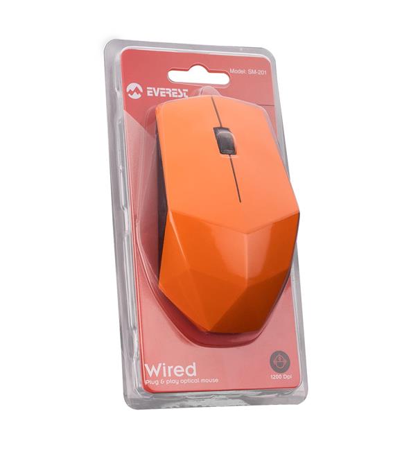 Everest SM-201 Usb Turuncu 1200dpi Optik Kablolu Mouse_1