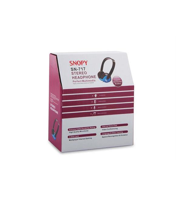 Snopy SN-717 Siyah Mavi Mikrofonlu Kulaklık