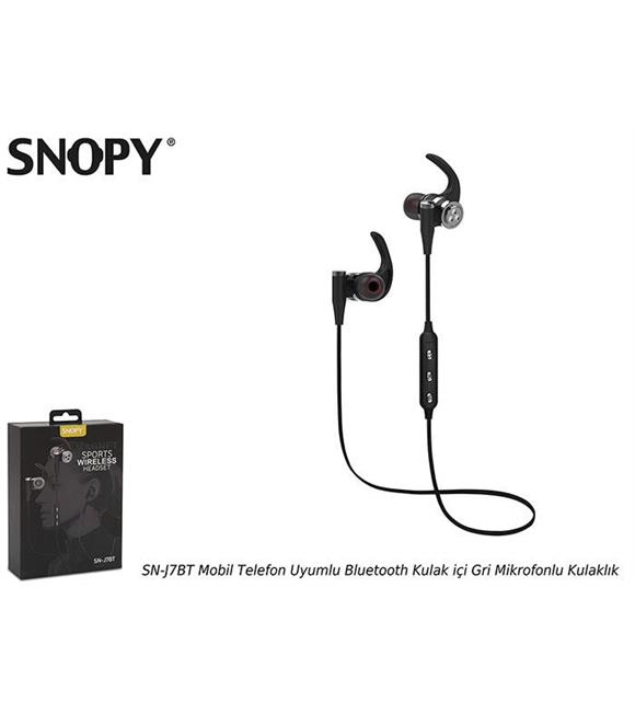 Snopy SN-J7BT Mobil Telefon Uyumlu Bluetooth Kulak içi Gri Mikrofonlu Kulaklık