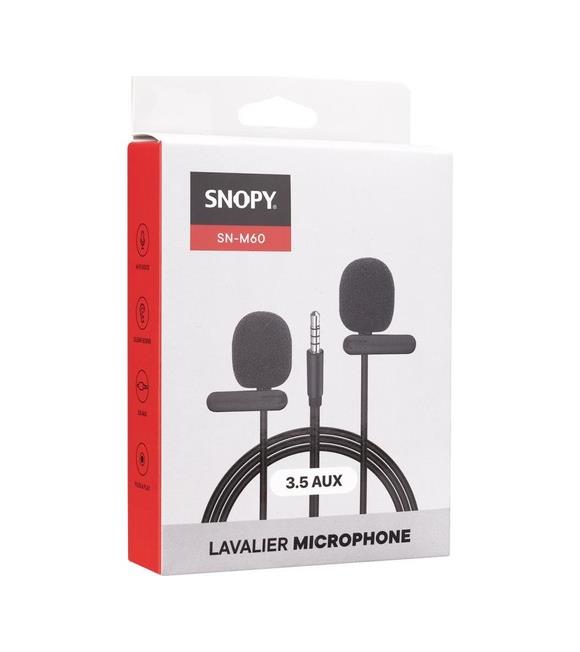 Snopy SN-M60 Siyah 2 Mikrofonlu Akıllı Telefon ve Youtuber Yaka Mikrofonu
