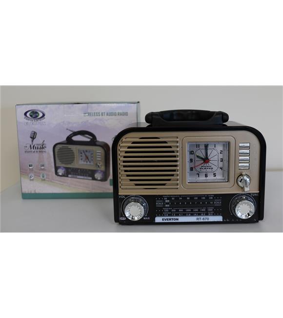 Everton RT-670 Bluetooth Usb-Micro Sd Saatli Nostaljik Radyo