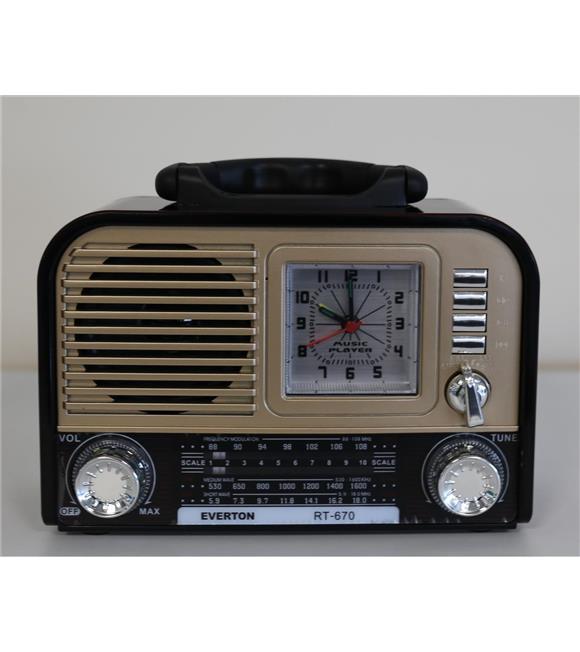 Everton RT-670 Bluetooth Usb-Micro Sd Saatli Nostaljik Radyo