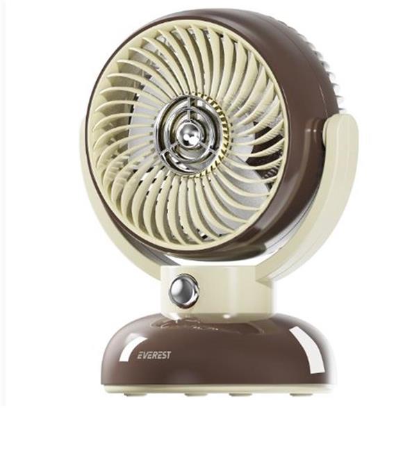 Everest EFN12 Kahve 1200mAh 3 Hız Kademe Led Işıklı Retro Masaüstü Usb Fan
