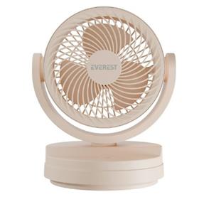 Everest EFN-509 Krem- Kahve 7 İnç 3 Kademeli 2100 RPM Hız Duvar Tıpı Ve Masaüstü Usb Fan