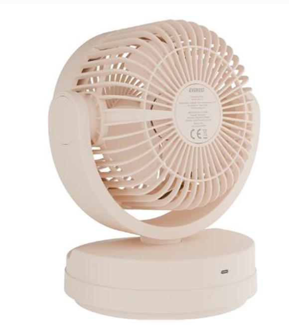 Everest EFN-509 Krem- Kahve 7 İnç 3 Kademeli 2100 RPM Hız Duvar Tıpı Ve Masaüstü Usb Fan