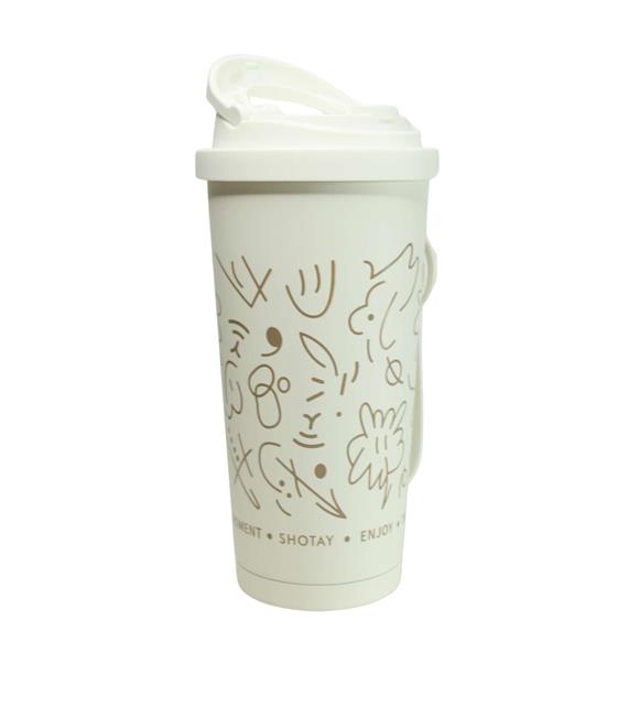 Shotay ST-8913 Çift Kullanım Pipetli/Rahat İçim Beyaz 500ml Çelik Termos