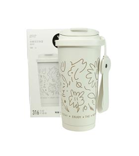 Shotay ST-8913 Çift Kullanım Pipetli/Rahat İçim Beyaz 500ml Çelik Termos