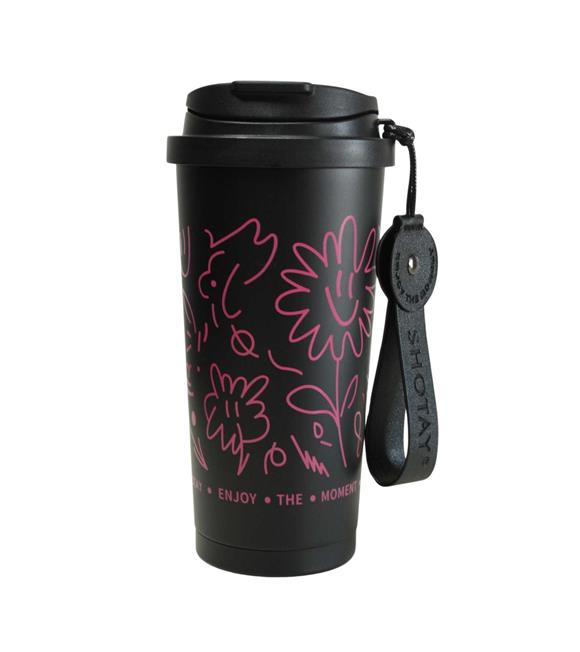 Shotay ST-8913 Çift Kullanım Pipetli/Rahat İçim Siyah 500ml Çelik Termos