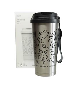 Shotay ST-8913 Çift Kullanım Pipetli/Rahat İçim Gri 500ml Çelik Termos