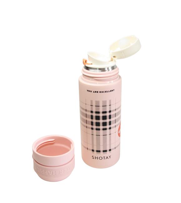 Shotay ST-8188 480ml Desenli Pembe Çelik Termos