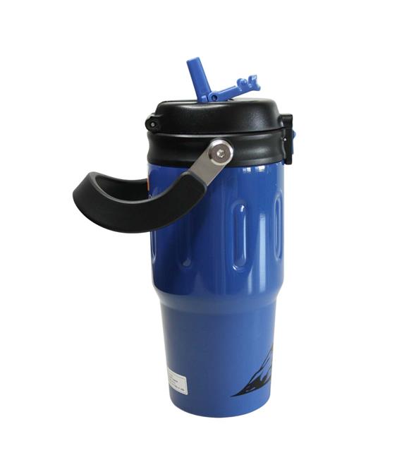 Shotay ST-8166 Çift Kullanım Pipetli/Rahat İçim Mavi 650ml Çelik Termos