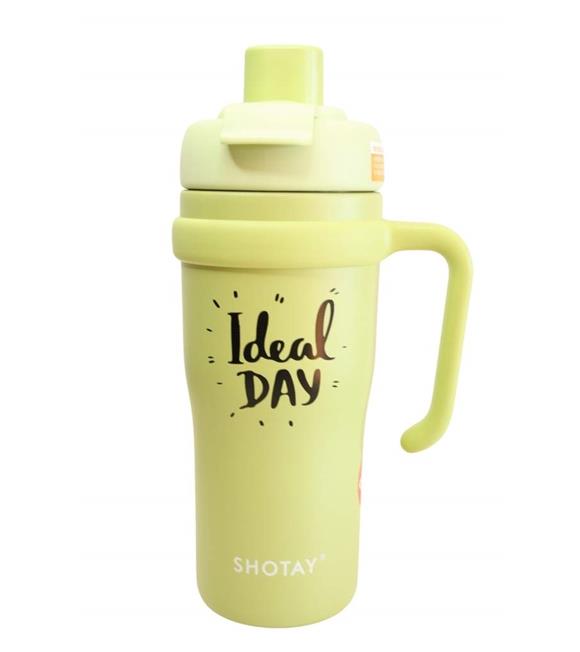 Shotay ST-8918 Çift Kullanım Pipetli/Rahat İçim Yeşil 720ml Çelik Termos