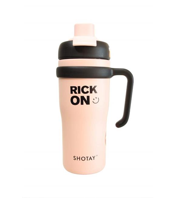 Shotay ST-8918 Çift Kullanım Pipetli/Rahat İçim Pembe 720ml Çelik Termos