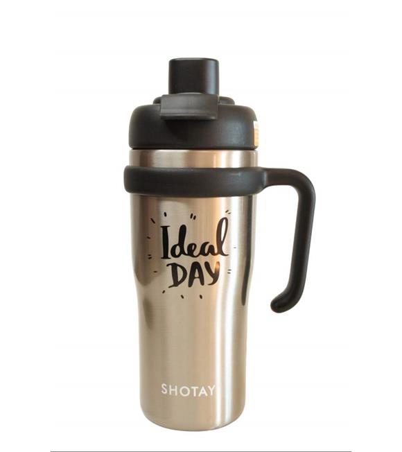 Shotay ST-8918 Çift Kullanım Pipetli/Rahat İçim Gri 720ml Çelik Termos