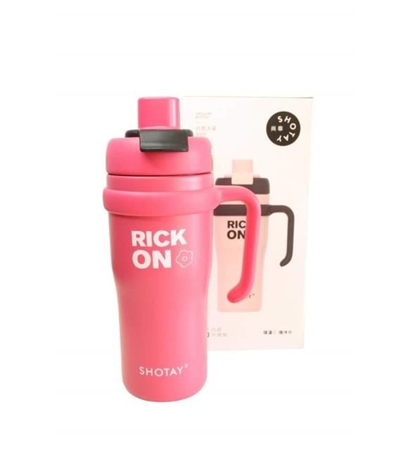 Shotay ST-8918 Çift Kullanım Pipetli/Rahat İçim Fuşya 720ml Çelik Termos