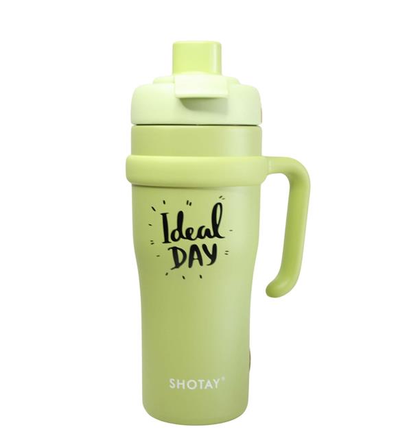 Shotay ST-8919 Çift Kullanım Pipetli/Rahat İçim Yeşil 1000ml Çelik Termos