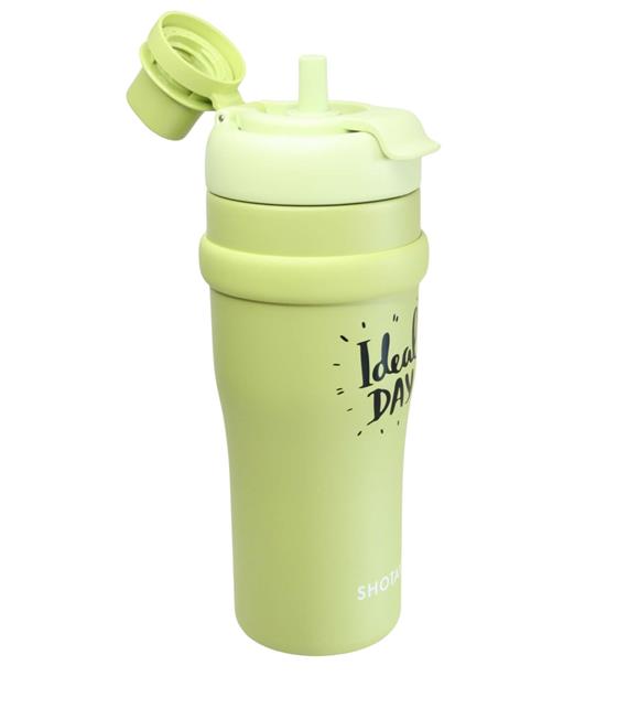 Shotay ST-8919 Çift Kullanım Pipetli/Rahat İçim Yeşil 1000ml Çelik Termos