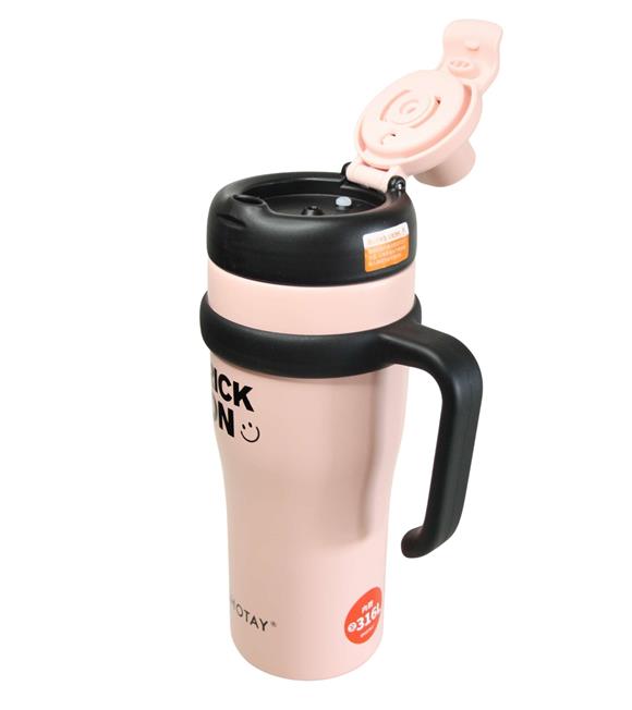 Shotay ST-8919 Çift Kullanım Pipetli/Rahat İçim Pembe 1000ml Çelik Termos