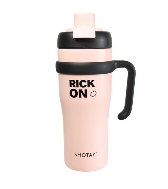 Shotay ST-8919 Çift Kullanım Pipetli/Rahat İçim Pembe 1000ml Çelik Termos