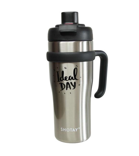 Shotay ST-8919 Çift Kullanım Pipetli/Rahat İçim Gri 1000ml Çelik Termos