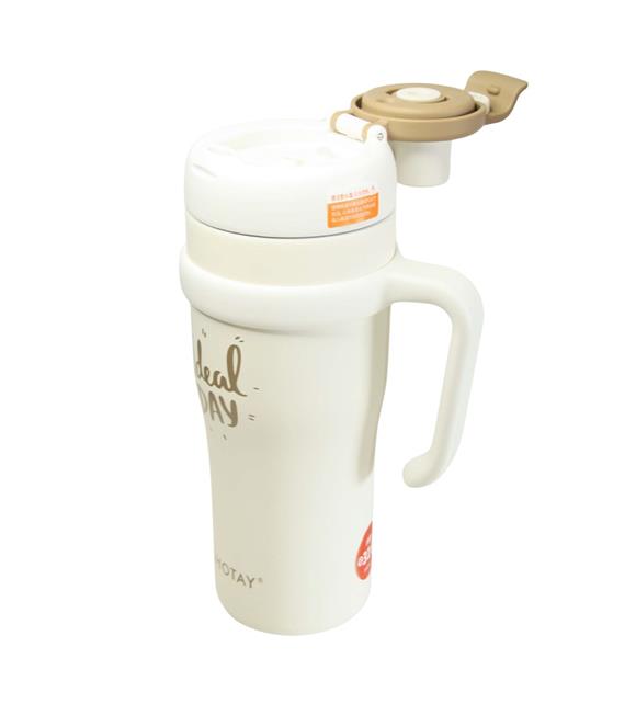 Shotay ST-8919 Çift Kullanım Pipetli/Rahat İçim Beyaz 1000ml Çelik Termos