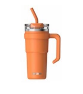 Dodge DB-23689 Çift Kullanım Pipetli/Rahat İçim Turuncu 750ml Çelik Termos