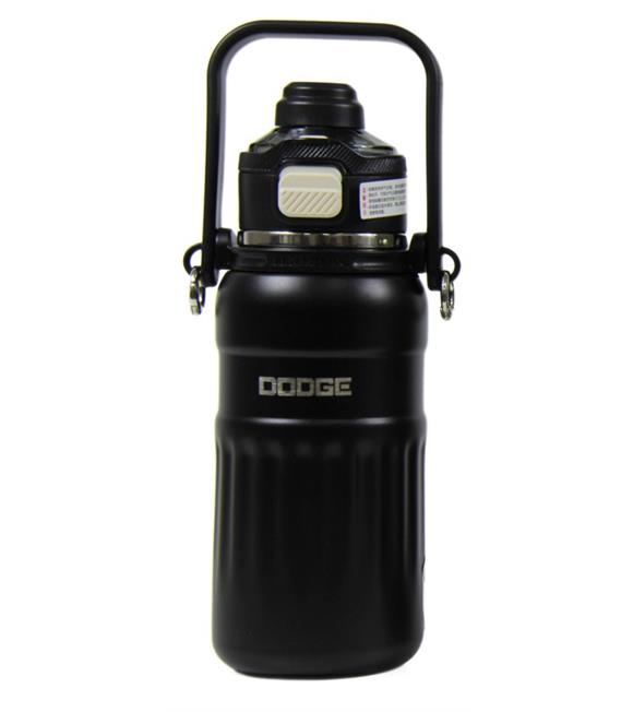 Dodge DB-24546 Çift Kullanım Pipetli/Rahat İçim Siyah 800ml Askılı Çelik Matara