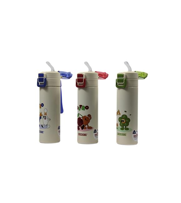 Dodge DB-24501 Çift Kullanım Pipetli/Rahat İçim Yeşil 500ml Çelik Matara