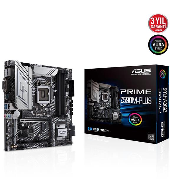 Asus Prime Z590M-PLUS Intel Z590 Soket 1200 DDR4 5133(OC)MHz mATX Gaming Anakart