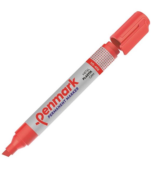 Penmark Markör Permanent Kesik Uç Kırmızı HS-406