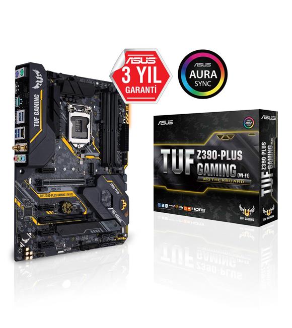 Asus Tuf Z390-Plus Gaming (Wi-Fi) Intel Z390 Lga1151 Ddr4 4400 Dp Hdmi Çift M2 Usb3.1 Rgb Anakart