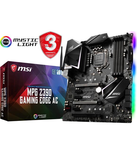 Msı Mpg Z390 Gamıng Edge Ac Soket 1151 Ddr4 4400(Oc) Hdmı Dp M.2 Usb3.1 Rgb Wı-Fı Atx
