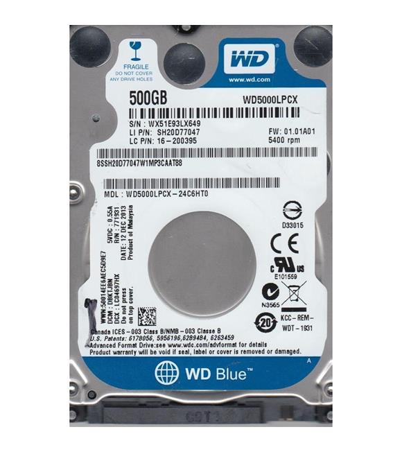 Wd 500Gb Blue 2,5" 32Mb 5400Rpm Wd5000Lpcx Notebook Harddisk