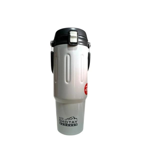 Shotay ST-8168 Çift Kullanım Pipetli/Rahat İçim Gri 900ml Çelik Termos