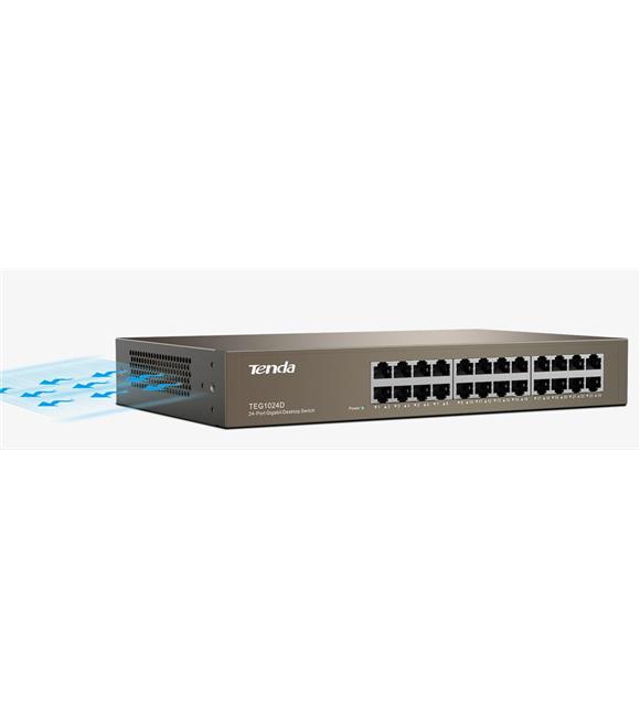 Tenda TEG1024D 24 Port 10-100-1000 Mbps Switch Çelik Kasa Rack Mount