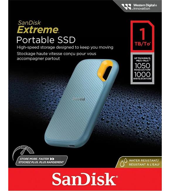 Sandisk 1TB Extreme SDSSDE61-1T00-G25B 1050MB-sn V2 Açık Mavi Taşınabilir SSD