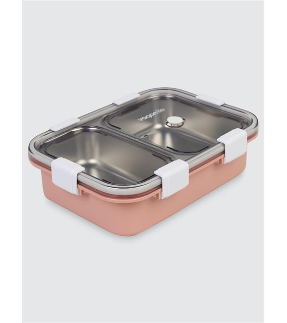 Vagonlife BL50442 800ml 2 Bölmeli Pembe Çelik Saklama Kabı