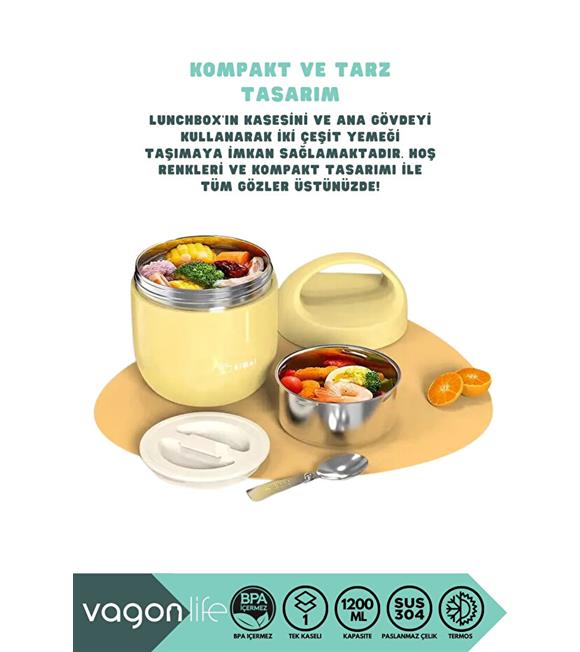 Vagonlife BL10104 1200ml Sarı Çelik Saklama Kabı