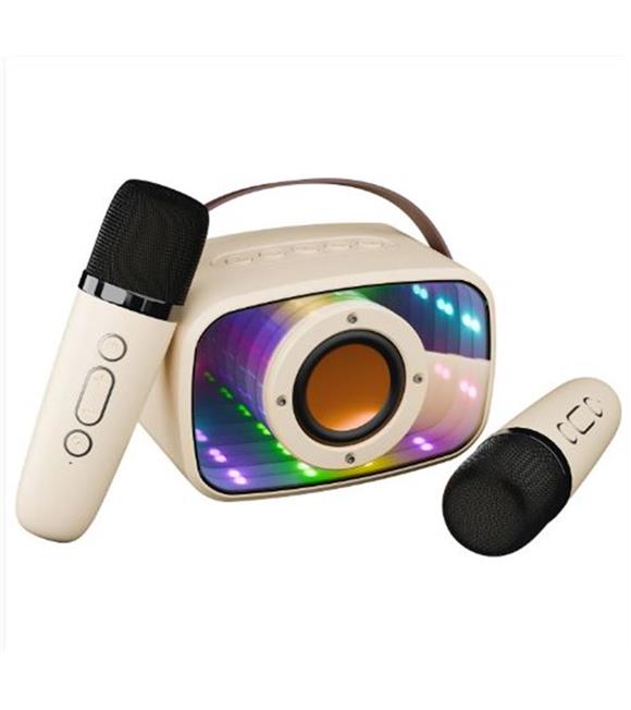 Mikado MD-57BT Endless 5W Bej TF + USB + AUX + BT Destekli 2 Wireless Karaoke Mikrofon 1200mAh